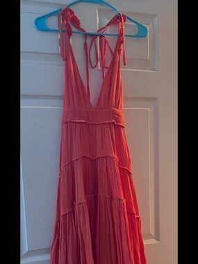 Anthropologie Coral Tiered Maxi Skirt